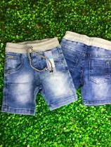 Bermuda Jeans Infantil Masculino C/Cordão Cos Moletinho TAM 1