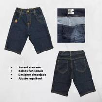 Bermuda Jeans Infantil Para Bebês Elastano e Ajuste Na Cintura - Vitrinei