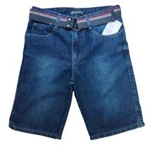 Bermuda Jeans Juvenil Masculina Modelo Slim Com Cinto