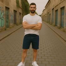 Bermuda Jeans LISO SKINNY Masculina Casual Elastano Slim 409