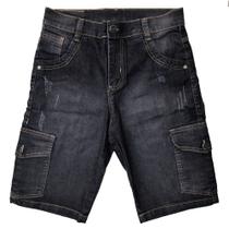 Bermuda Jeans Lycra Cargo Masculina Trabalhada c/ 6 bolsos Bermuda Jeans Lycra Cargo Masculina Trabalhada c/ 6 bolsos