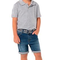 Bermuda Jeans Lycra Infantil Menino Elástico Cós Interno Confortável Passeio