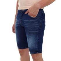 Bermuda Jeans Masculina Básica Lavagem Escura Linha Premium