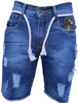 Bermuda Jeans Masculina Com Cordão
