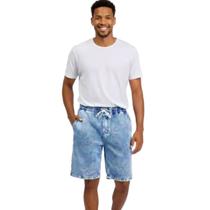 Bermuda Jeans Masculina com Elástico e Cordão