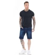 Bermuda Jeans Masculina Dark Blue Comfort Premium Casual