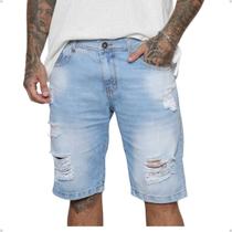 Bermuda Jeans Masculina Destroyed Casual Estilo Urbano Bermuda Jeans Masculina Destroyed Casual Estilo Urbano