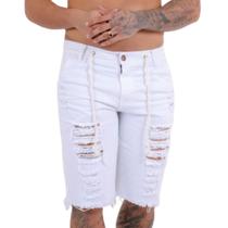 Bermuda Jeans Masculina Estilo Detonado 100% Algodão Moderna e Confortável