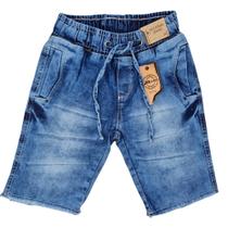 Bermuda jeans masculina infantil menino com lycra