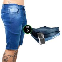 Bermuda Jeans Masculina Lavadas Kit com 3 Vira Lata Wear Originais