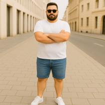 Bermuda JEANS MASCULINA LISA Plus Size Grande Tamanho 44 46 48 Básica Reforçada 1099 Bermuda JEANS MASCULINA LISA Plus Size Grande Tamanho 44 46 48 Básica Reforçada 1099