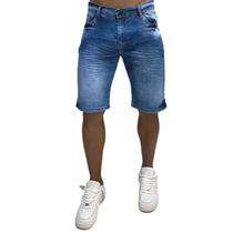 Bermuda Jeans Masculina Manchada Básica Amassada