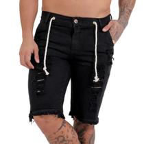 Bermuda Jeans Masculina Modelo Rasgado 100% Algodão Moderna e Prática