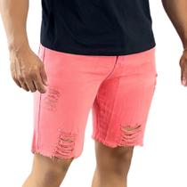 Bermuda Jeans Masculina Modelo Rasgado 100% Algodão Moderna e Prática