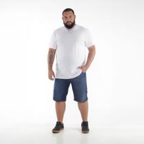 Bermuda Jeans Masculina Plus Size Básica Azul-Escuro com Elastano REF 0041