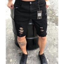 Bermuda jeans masculina preta