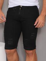 Bermuda jeans masculina preta rasgada Bermuda jeans masculina preta rasgada
