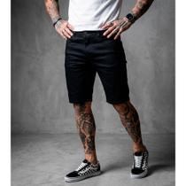 Bermuda Jeans Masculina Preta Shorts Liso com Elastano Versátil 961311 Bermuda Jeans Masculina Preta Shorts Liso com Elastano Versátil 961311