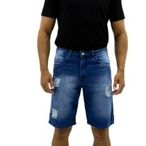 Bermuda Jeans Masculina Rasgada Destroyd 100% Algodão Casual Bermuda Jeans Masculina Rasgada Destroyd 100% Algodão Casual