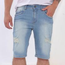 Bermuda Jeans Masculina Rasgada Destroyed Confortável Casual Bermuda Jeans Masculina Rasgada Destroyed Confortável Casual
