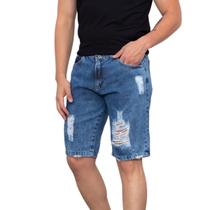 Bermuda Jeans Masculina Rasgada Destroyed Fashion Casual