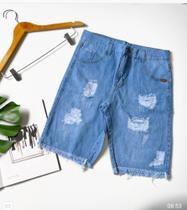 Bermuda jeans masculina rasgada