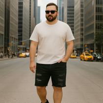 Bermuda JEANS MASCULINA RASGADA Plus Size Grande Tamanho 44 46 48 Reforçada 1102