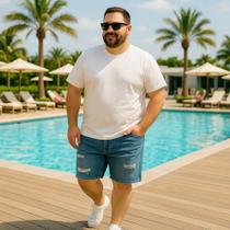 Bermuda JEANS MASCULINA RASGADA Plus Size Grande Tamanho 44 46 48 Reforçada 1102 Bermuda JEANS MASCULINA RASGADA Plus Size Grande Tamanho 44 46 48 Reforçada 1102