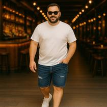 Bermuda JEANS MASCULINA RASGADA Plus Size Grande Tamanho 44 46 48 Reforçada 1102