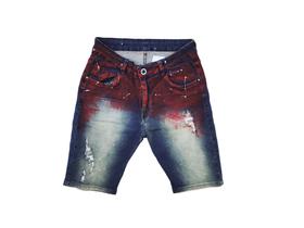 Bermuda Jeans Masculina, Sarja, Elastano, Destroyed, Rasgada - Jeans Grosso Pesado - Linha Premium - Slimbrasil