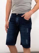 Bermuda Jeans Masculina Skinny Desfiada Dark Blue Premium Bermuda Jeans Masculina Skinny Desfiada Dark Blue Premium