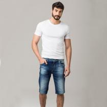 Bermuda Jeans Masculina Zune Lisa Escura Moderno Verão