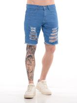 Bermuda Jeans Masculino Rasgada Destroyed - Volgue