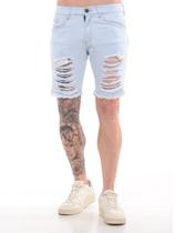 Bermuda Jeans Masculino Rasgada Destroyed - Volgue