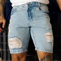 Bermuda Jeans Masculino Short Rasgado Destroyed - Urban Zone Jeans