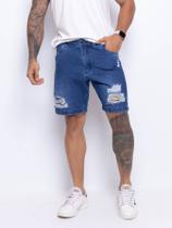 Bermuda Jeans Masculino Short Rasgado Destroyed