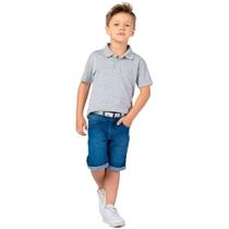 Bermuda Jeans Menino Mania Kids com Barra Virada Bolsos Companha Cinto MANIA KIDS