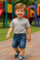 Bermuda Jeans Meninos + Chaveiro Tam 2
