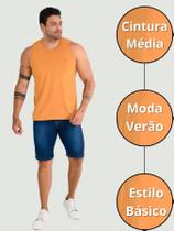 Bermuda Jeans Pistolado Suave Masculina Com Estilo Destroyer Azul Bermuda Jeans Pistolado Suave Masculina Com Estilo Destroyer Azul