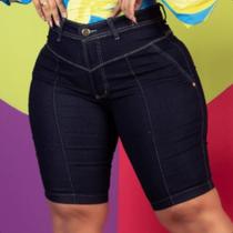 Bermuda Jeans Plus Size Feminino Cintura Alta Com Lycra - Stillger