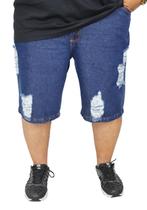 Bermuda Jeans Plus Size Marmorizada Destroid Lavagem Especial