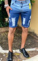 Bermuda Jeans Rasgada LookFields Destroyed Masculino Adulto - Ref 13 Bermuda Jeans Rasgada LookFields Destroyed Masculino Adulto - Ref 13