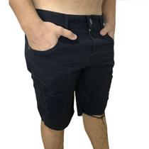 Bermuda Jeans Rasgadas Destroyed Polo Attack - Jeans Preto