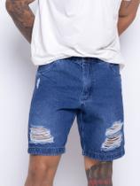 Bermuda Jeans Short Masculino Rasgado Destroyed Jeans Premium