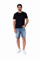 Bermuda Jeans Skinny Masculina Rasgada Six One com Elastano Moderna e Confortável Bermuda Jeans Skinny Masculina Rasgada Six One com Elastano Moderna e Confortável