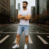 Bermuda Jeans SKINNY RASGADA Masculina Casual Slim 472 Bermuda Jeans SKINNY RASGADA Masculina Casual Slim 472