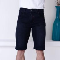 Bermuda Jeans Tradicional Black Marmorizado Com Acabamento Detalhado Red