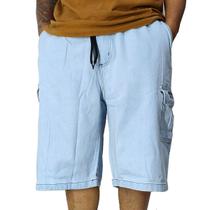 Bermuda Jeans Trip Side Azul Delavê Bordado B031 Cor:AzulTamanho:M