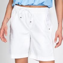 Bermuda Jogger Elástico na Cintura Meia Coxa Branca Bermuda Jogger Elástico na Cintura Meia Coxa Branca