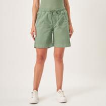 Bermuda Jogger Jeans Confort Colors Com Elástico na Cintura Verde Relva